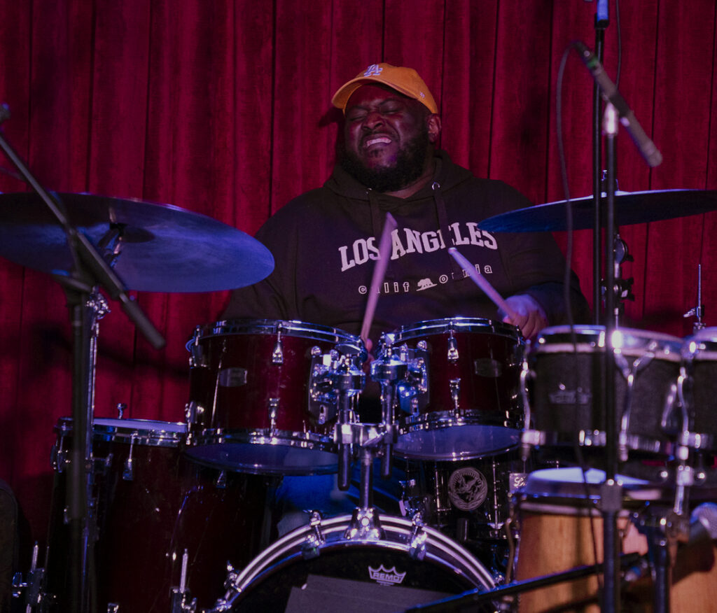 Drummer DeCarlos Hulk Davis performs at the Bass Ball 2 CD Release Concert